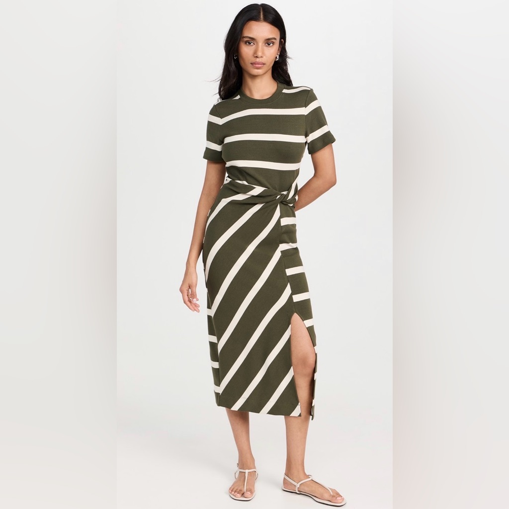 Tanya Taylor Short Sleeve Striped Cody Dress - Green